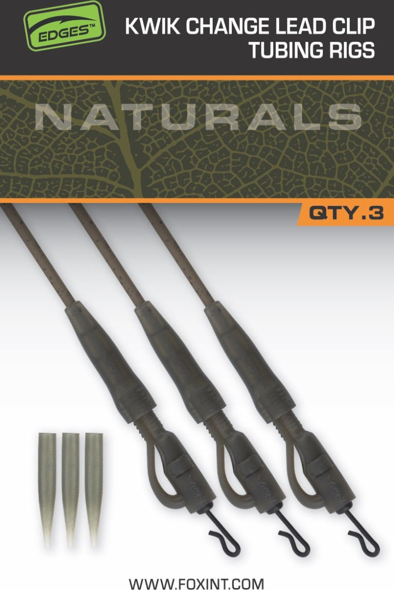 Fox Edges Naturals Kwik Change Lead Clip Tubing Rigs - dé KarperCentrale Fox Edges Naturals Kwik Change Lead Clip Tubing Rigs - dé KarperCentrale