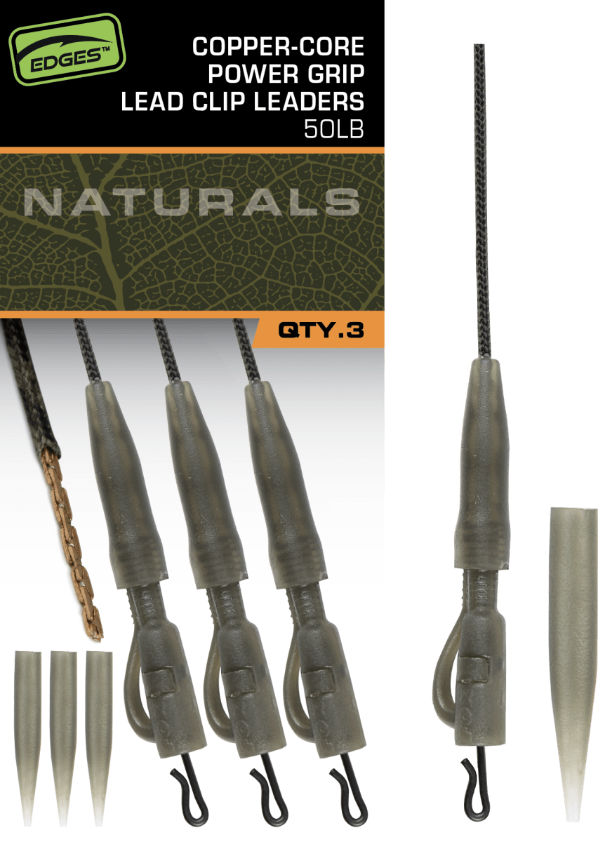 Fox Edges Naturals Copper - Core Power Grip Lead Clip Leaders - dé KarperCentrale
