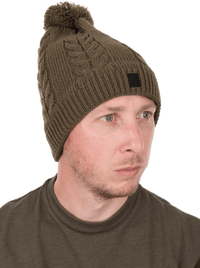 Fox Khaki Knitted Bobble - Muts - dé KarperCentrale